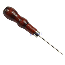 С деревянной ручкой, стальной иглой для шитья Awl отверстие для холщовых кожаных инструментов 2024 - купить недорого