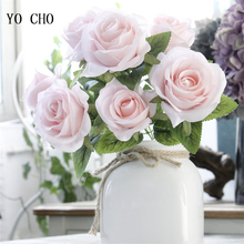 YO CHO Artificial Flower Wedding Bouquet 7 Heads White Rose Spring European Style Silk Fake Flower for Home Garden Decoration 2024 - buy cheap