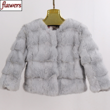 Женская короткая верхняя одежда из 100% натурального меха для девочек, осенне-зимняя теплая куртка из натурального кроличьего меха, хорошее качество, тонкое однотонное пальто из кроличьего меха 2024 - купить недорого