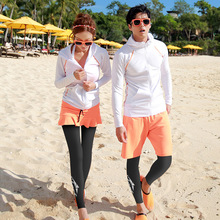 Matching Couples Upf 50+ Longs Sleeve Zip UP Rash Guard set of 4 piece Sun UV Rashguard Swim Shirt Leggings Trunks Men Women 2024 - buy cheap