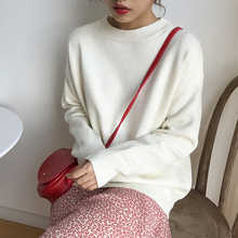 Женский трикотажный пуловер с круглым вырезом и длинным рукавом, 9 цветов 2024 - купить недорого