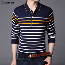 Liseaven Men Polo Shirt Long Sleeve Striped Polos Slim Fit Male Shirt Camisas Cotton Tees Tops 2024 - buy cheap