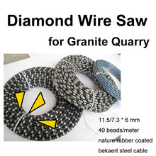 Diamond Wire Saw for Granite Quarry 11.5/7.3 x 6 mm Nature Rubber Coated Bekaert Steel Cable 2024 - buy cheap