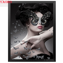 Cuadro Completo bordado de diamantes a la moda creativo mariposa mujer 5D diy pintura de diamantes punto de cruz cuadro de diamantes arte mosaico 2024 - compra barato