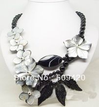 Free Shipping>>>Amazing fresh water pearl leaf shell flower clasp woman's new pendant necklace 2024 - buy cheap