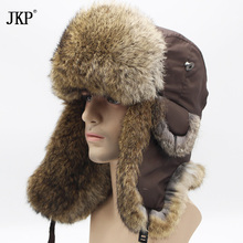 Gorro Bomber Catcher para hombre, gorros gruesos de piel de zorro Rex, orejeras, orejeras, Ushanka, ruso, Otoño e Invierno 2024 - compra barato