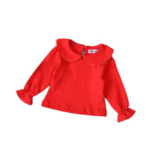Autumn Red Baby Girl T Shirt Long Sleeve 100% Cotton Baby Undershirt For 1 & 2 Years  2022 Spring Baby Girls Clothes RBT185001 2024 - buy cheap