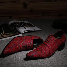 Красные мужские туфли с цветами оксфорды из натуральной кожи Свадебные модельные туфли на низком каблуке со шнуровкой размера плюс 38-46 T мужские туфли для выступлений 2024 - купить недорого