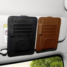 1Pcs Universal Multi-Function Leather Car Glasses Frame Box Sun Visor Bill Business  Card Holder Car Styling Accessories 2024 - buy cheap