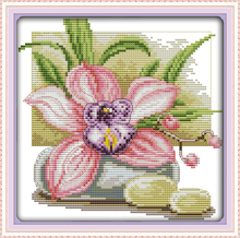 Conjunto de flores de tela de fora rosa, kit de pontos cruzados de lona 100% preciso impresso bordado diy artesanal agulha de trabalho decoração de parede casa 2024 - compre barato