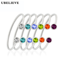 UBELIEVE Retro Bangles Stainless Steel Jewelry Birthstones Bangle Stainless Steel Charm Bracelet For Women 12 Colors 2024 - buy cheap