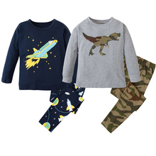 Новые брендовые пижамы для мальчиков детская одежда для сна с рисунком динозавра Пижама для девочек детская одежда для сна, пижамы для детей возрастом от 1 года до 8 лет 2024 - купить недорого