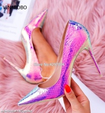 Vinapobo Autumn new fashion snake printing silver wedding shoes big size 35-43 sexy pointed toe high heels pumps women shoes 2024 - buy cheap