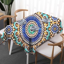 Mantel de lino de estilo étnico Retro bohemio, mantel rectangular cuadrado, cubierta de mesa de retales, mantel de mesa 2024 - compra barato