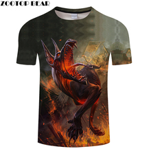 Camisetas divertidas de Fire Wolf para hombre, Camiseta Harajuku, Camiseta en 3D con estampado, Camiseta divertida, Camiseta de manga corta de otoño 2024 - compra barato