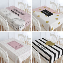 Northern Europe Ins Small Fresh Table Tea Table Cotton Cloth Rectangle Concise Restaurant Waterproof Marble Grain Tablecloth Pad 2024 - buy cheap