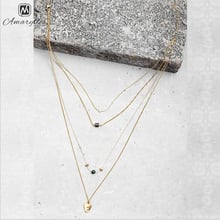 Amaiyllis Vintage Multilayer Statement Chain Necklaces For Women Elegant Geo Beads Layer Pendants Necklace Simple Body Necklace 2024 - buy cheap