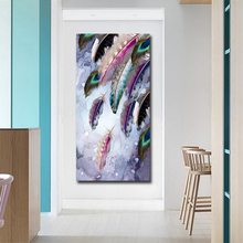 Pintura en lienzo de pluma abstracta moderna, carteles e impresiones de pared, arte para decoración del hogar, Envío Gratis 2024 - compra barato