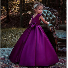 Purple Flower Girl Dress for Wedding Girls First Communion Dress Satin Ball Gowns with Beading Sash Elegant Dresses Custom Made 2024 - buy cheap
