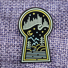 Night Sky pin polar lights badge natural gift enamel pin 2024 - buy cheap