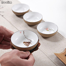 NOPOLIM-tazas de té de cerámica tradicional china, pintado a mano con Loto tazón de té, 45ML, tazón de té, accesorios para tetera 2024 - compra barato