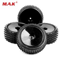 Pneu de borracha frontal e traseiro, aro de roda de borracha 25026 + 27005, 4 peças, 12mm, hex 1/10, pneus para buggy, off-road, fit hsp, hpi, carro de brinquedo, acessórios 2024 - compre barato