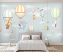 beibehang Custom Any Size Mural Wallpaper 3D Hot air balloon elephant bunny hand drawn cartoon children's room 3d wallpaper 2024 - buy cheap