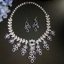 Noble Micro Pave CZ Cubic Zirconia Leaf Design Jewelry Set Luxury Dubai Bridal Wedding Jewelry Sets For Women 2018 2024 - buy cheap