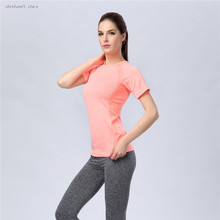 2016 Women Sports Folding Dew Back Spandex T-Shirt Fitness Running Yoga Gym Body Building Tops Tees Anthena Cat Activewear 2024 - buy cheap