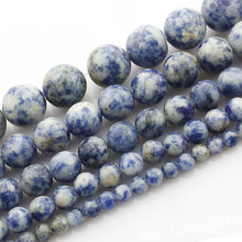 Contas de pedra sodalite azul natural 4-12mm, redondo para fazer jóias, pulseiras para mulheres 15 ''bordado faça você mesmo, berloque 2024 - compre barato