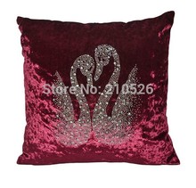 free shipping Fashion wedding home decor swan lover velvet heat rhinestones diamond Throw Lumbar Pillow / Sofa sleeping Cushion 2024 - buy cheap