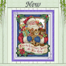 Feliz natal, impressão de contagem em tela dmc 14ct 11ct, kits de ponto cruz, conjuntos de bordado completo, decoração de natal e urso 2024 - compre barato