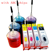 4 Compatible hp364 Refillable ink cartridge + 120ml Dye ink For hp 364 Photosmart B109a B109c B109d B109f B109n B109q 2024 - buy cheap