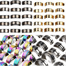 Wholesale Mix Lot 24pcs stainless steel rings 4styles band rings for men Black Gold Jewelry Free Shipping 2024 - купить недорого