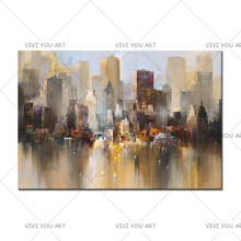 skyline art 100% Handmade Oil Painting landscape new york city skyline abstract  Oil Painting on Canvas Picture Art For Office 2024 - buy cheap