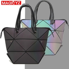 MAGICYZ Women Handbag Luminous Geometric Fold Over bag Luxury Brand Women Handbag Designer Diamond Lattice Woman Shoudler Bags 2024 - buy cheap