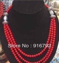 free shipping ******* Beautiful Tibet Silver red coral beads Necklace 2024 - buy cheap