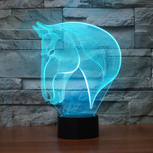 Новая креативная лошадь ночник и лампа 3D светодиодный ночник акриловый красочный градиент атмосфера 3d лошадь лампа Новинка освещение 2024 - купить недорого