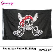 Hot 90*150cm red scarf Skull Pirate Polyester Flag  High Quality Flying Flag Home decoration 2024 - buy cheap