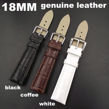 Wholesale 10PCS / lot High quality 18MM genuine cow leather Watch band watch strap coffee,black,white color available -WB0004 2024 - buy cheap