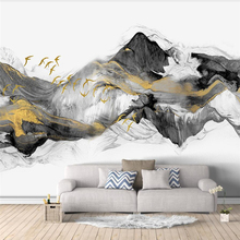 Beibehang-Fondo de TV con paisaje de tinta dorada, abstracto chino, gran mural personalizado, papel tapiz ambiental 2024 - compra barato