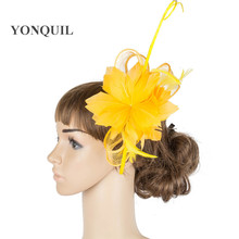 Tocado precioso para mujer, para novia, boda, fiesta, cena, sombrero para dama con plumas de lujo, accesorios de flores, MYQ078 2024 - compra barato