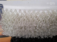 white colors hot sale beaded Fringe Ribbon Trim Fringe Tassel Lace Trim H-1807-3 for party dress 2024 - buy cheap