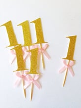 Gold glitter & pink number cupcake toppers personalized number baby bridal shower birthdayocearn wedding cake topper decor 2024 - buy cheap