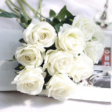 Flores de simulación para decoración del hogar, suministros de boda, franela, rosas, plantas de simulación, manualidades 2024 - compra barato