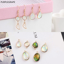 PURPLEGRAPE DIY earrings accessories Japanese and Korean fashion alloy color mermaid water drop oval  pendant 6 pieces 2024 - buy cheap