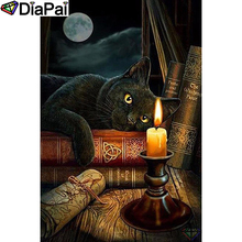 DIAPAI 5D DIY Diamond Painting 100% Full Square/Round Drill "Cat candle moon" Diamond Embroidery Cross Stitch 3D Decor A21643 2024 - buy cheap