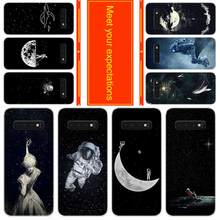 Чехол для телефона Samsung Galaxy S11 S10 E S9 S8 Plus S7 s6 Edge S20 Uitra Note 10 pro, чехол, космическая луна, милый черный 2024 - купить недорого