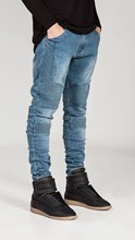 Мужские потертые джинсы с потертостями, рваные зауженные брюки из хлопка на молнии для байкеров, Прямая поставка 2024 - купить недорого