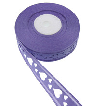 1Roll 20Yards 1" Purple Printed Hole Heart ribbons Polyester Ribbon For Craft Wedding Packaging 25mm 2024 - buy cheap